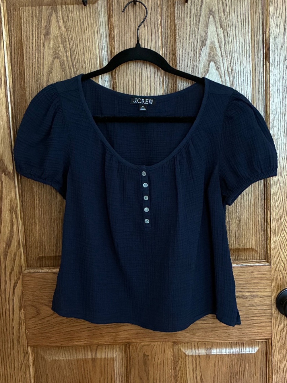 J Crew Gauze Peasant Top - Navy Blue - XS